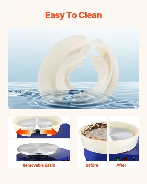 14 in Ceramic Pottery Wheel, 60-300 RPM Speed Adjustable Foot Pedal