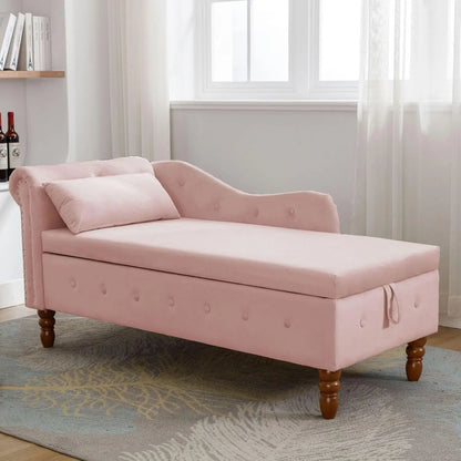 Velvet Chaise Lounge Chair with Storage