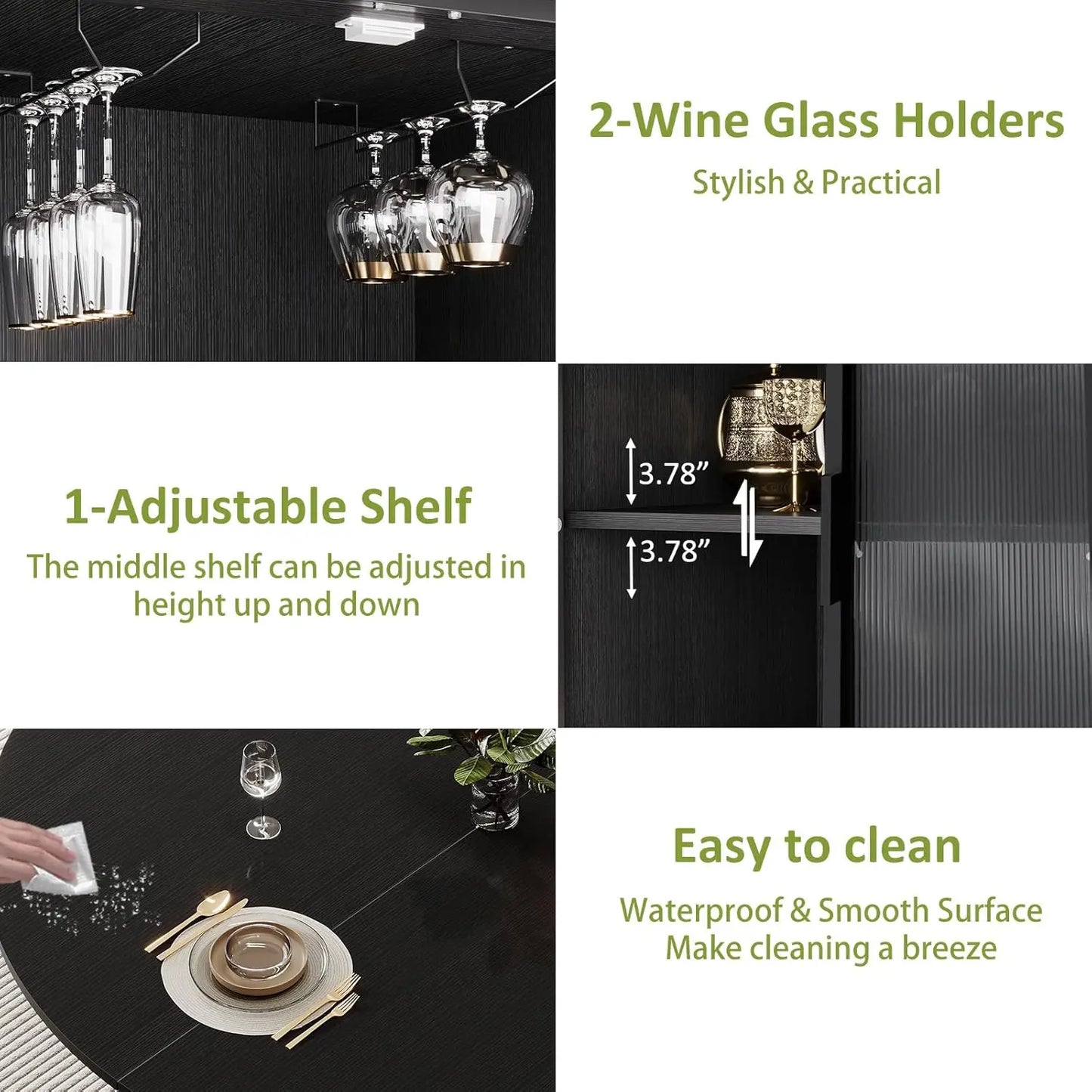 Black Round Dining Table with Storage Space