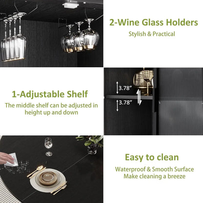 Black Round Dining Table with Storage Space