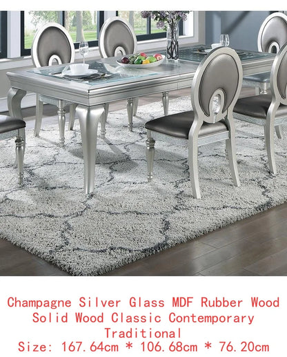 Rectangular Glass Dining Table w/  6 Tufted Chairs