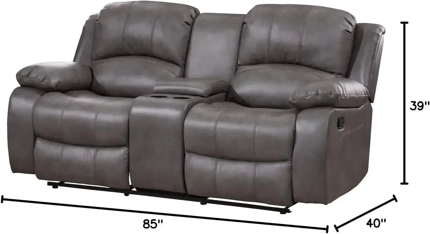 2PC Leather Air Reclining Sofa Loveseat Set