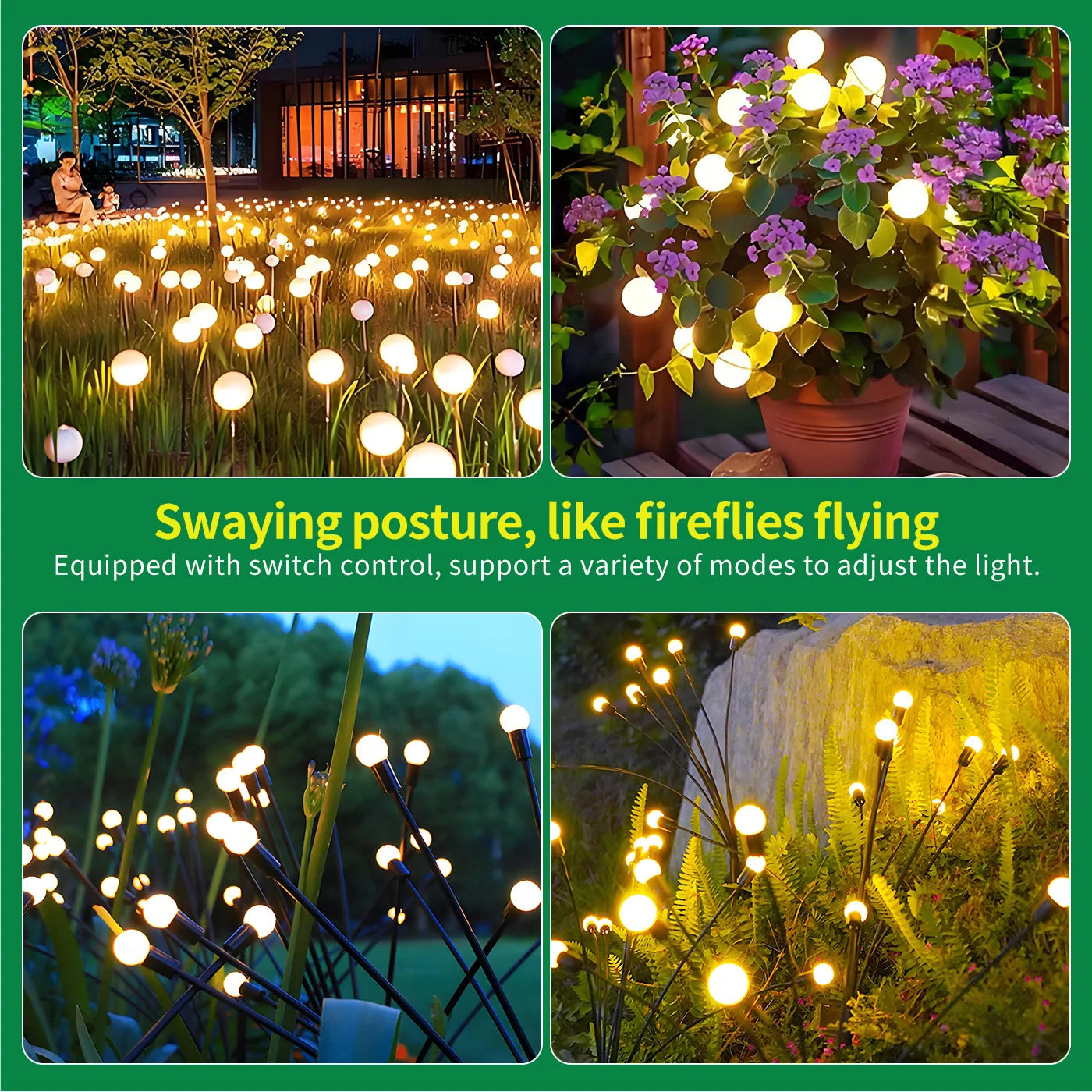 LED Decorative Garden Solar Firefly Lights, Waterproof