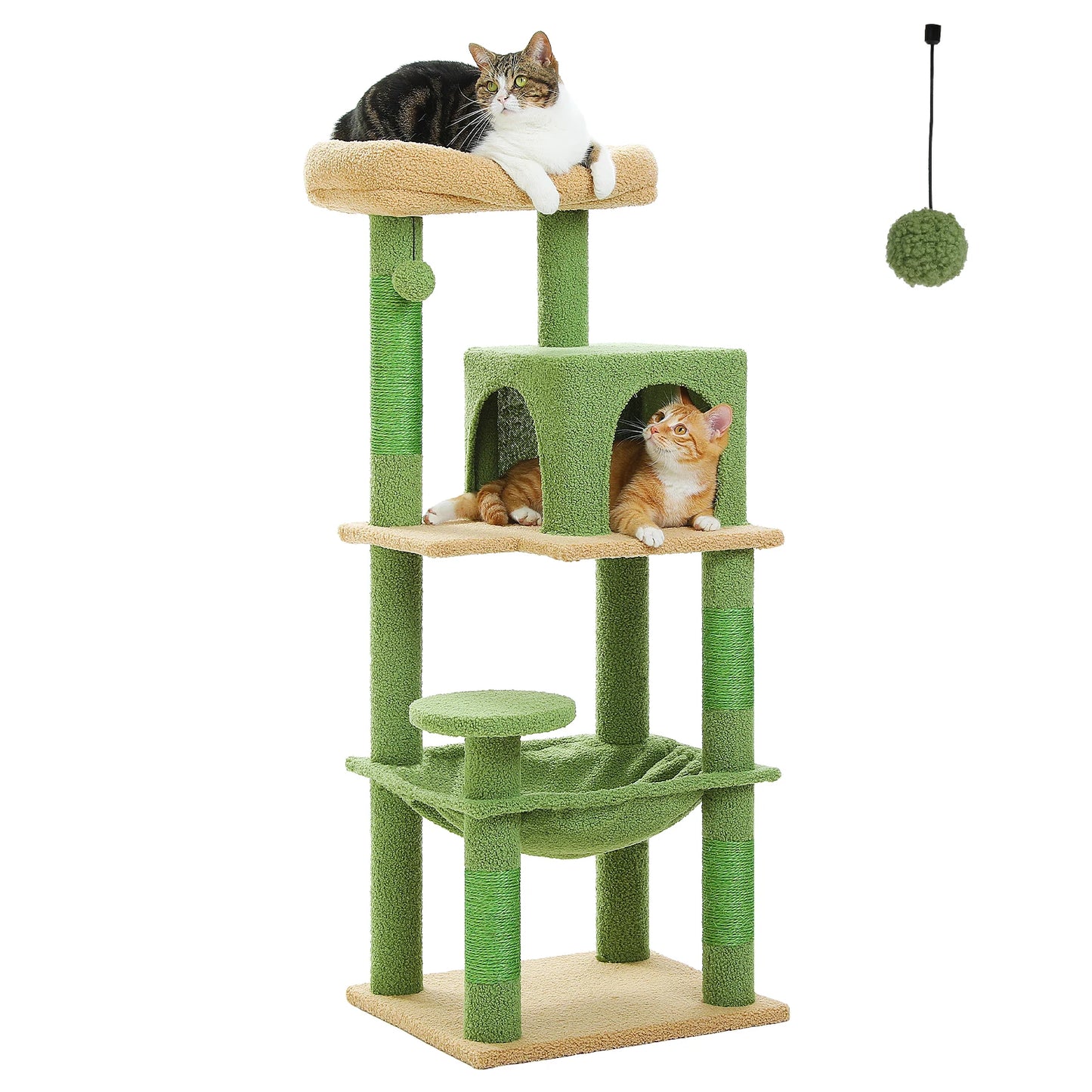 Cactus Tree Cat Tower with Hammock and Large Top Perch