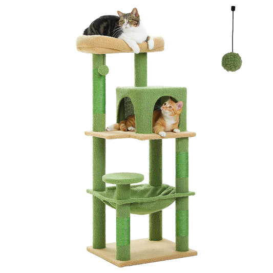 Cactus Tree Cat Tower with Hammock and Large Top Perch