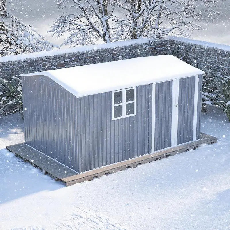 XL Heavy-Duty Steel Storage Shed w/Window & Hinged Door