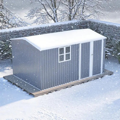 XL Heavy-Duty Steel Storage Shed w/Window & Hinged Door