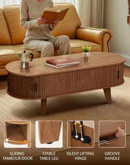 Modern Oval Lift Top Coffee Table