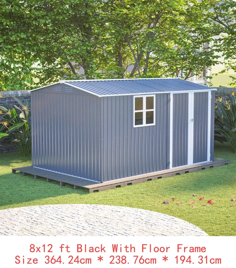 XL Heavy-Duty Steel Storage Shed w/Window & Hinged Door
