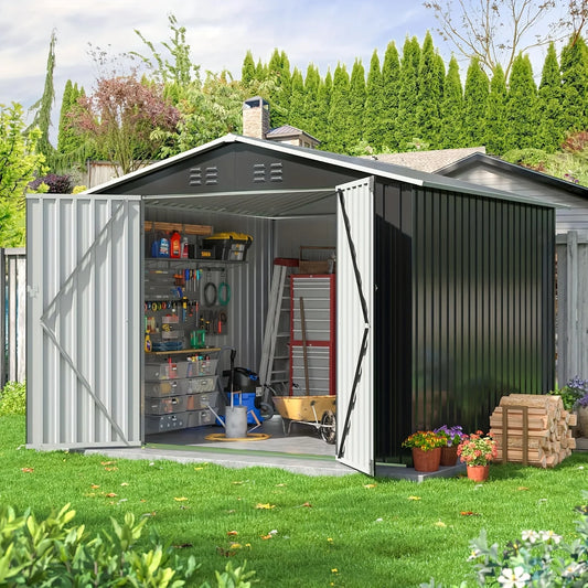 6x8/8x8FT Outdoor Metal Storage Shed w/Updated Frame Structure