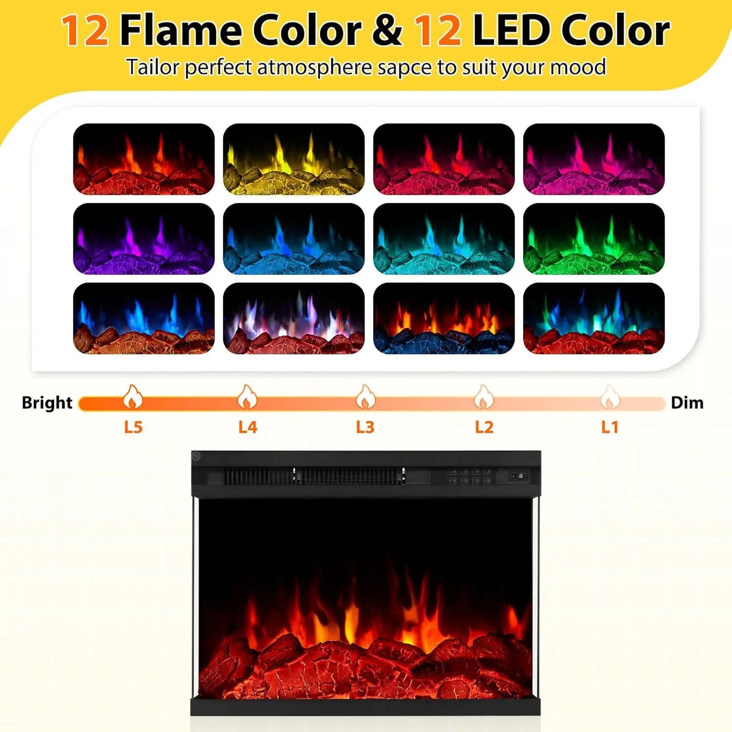 Fireplace 3 Sided Glass Media Entertainment Center Console