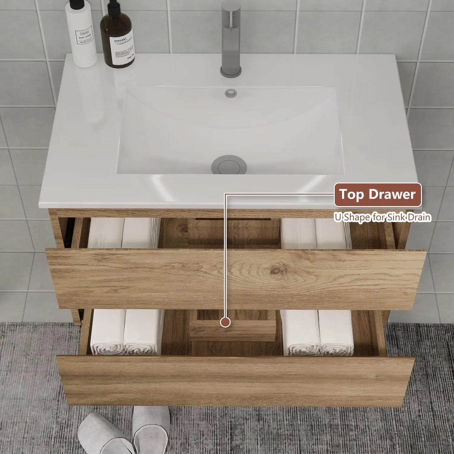 Space-Saving Floating Bathroom Vanity w/Sink
