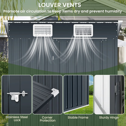 5x3 FT Metal Storage Shed w/Lockable Door, Anti-Corrosion, Sloping Roof
