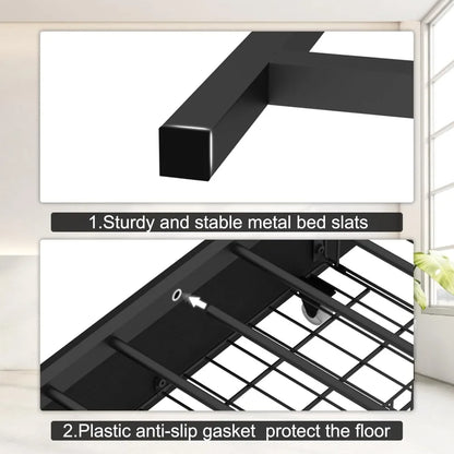 Full Size Corner Bed Frame with Storage, Charging Station, LED Lights
