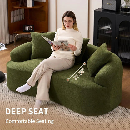 Chenille Small Curved Loveseat