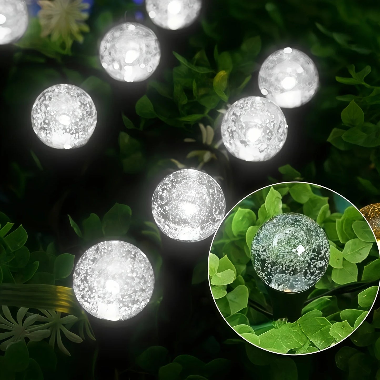 30-Piece Outdoor Solar Crystal Ball String Lights, w/8 Lighting Modes & Sensor Switch