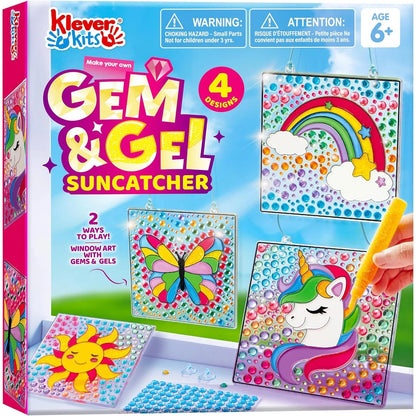 4PCS Window Art 2-in-1 Gems and Gels Suncatcher