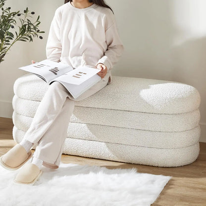 Upholstered Modern Oval Storage Ottoman Bench