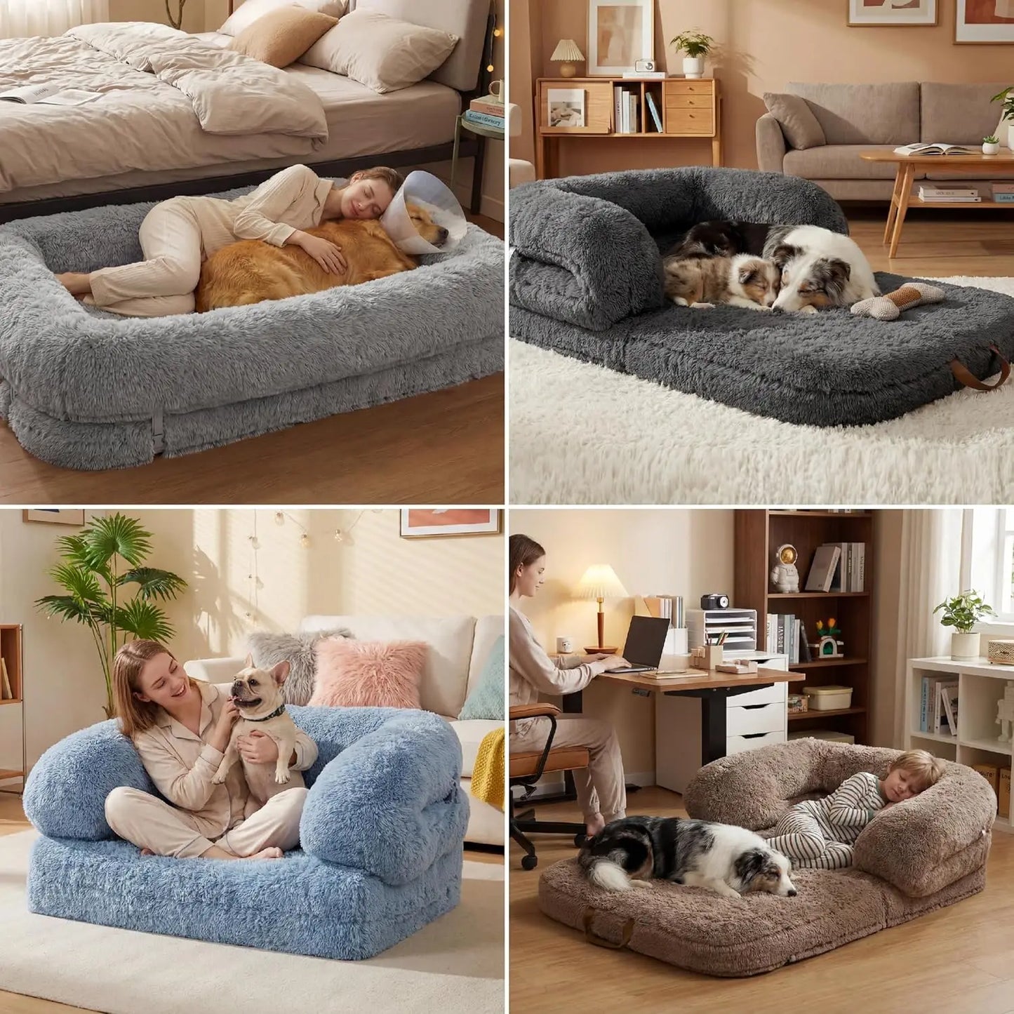 Foldable 3-in-1 Orthopedic Giant Bean Bed w/Waterproof Liner