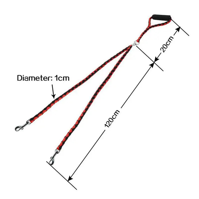 1.4m Pet Double Leash, 2 Way Couplers, Rope Elastic
