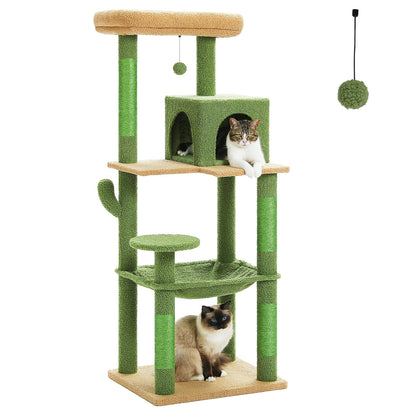 Cactus Tree Cat Tower with Hammock and Large Top Perch