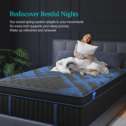 Gel Memory Foam Hybrid Pocket Spring Mattress Medium Firm Motion Isolation