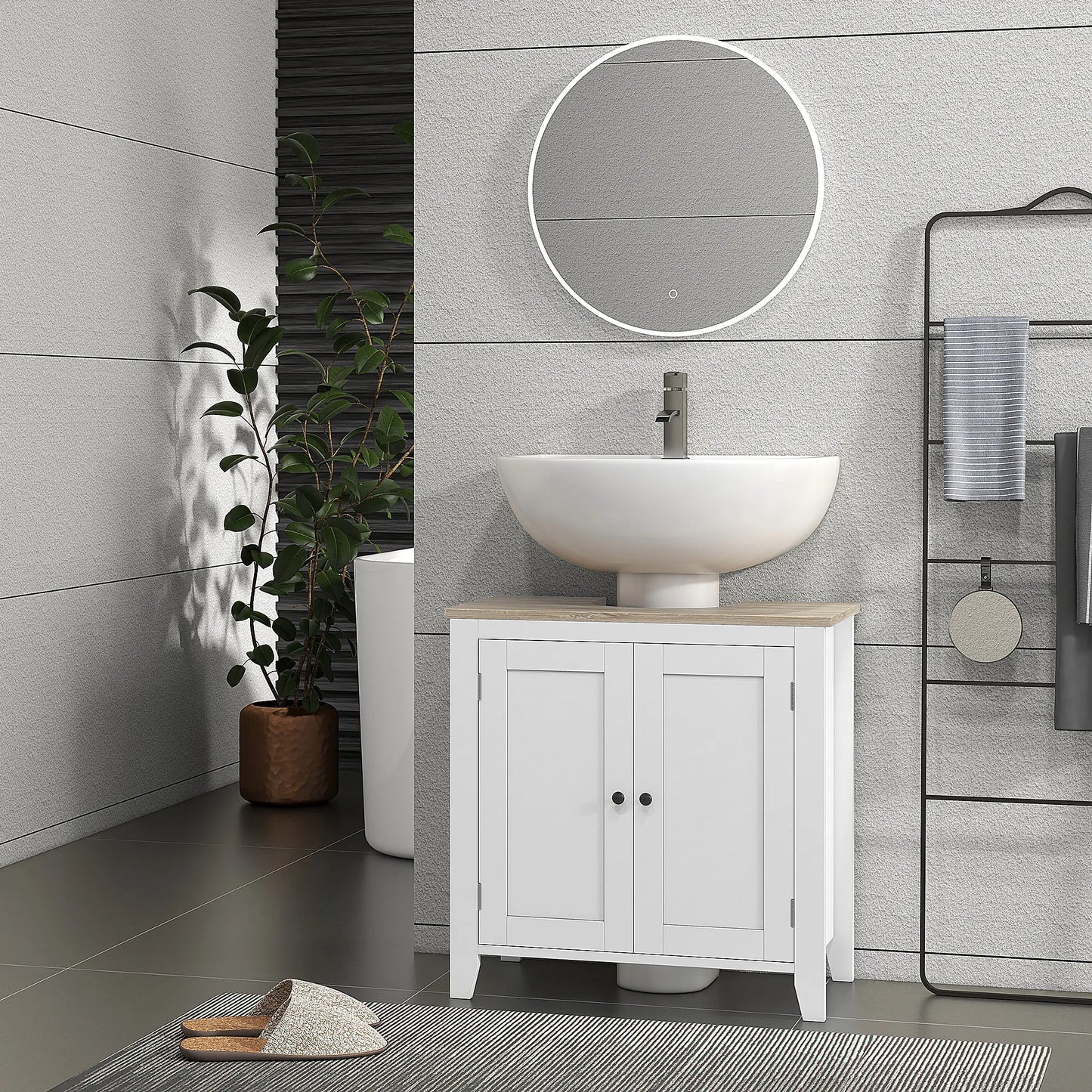 Bathroom Vanity Cabinet with U-Shape and Adjustable Internal Shelf