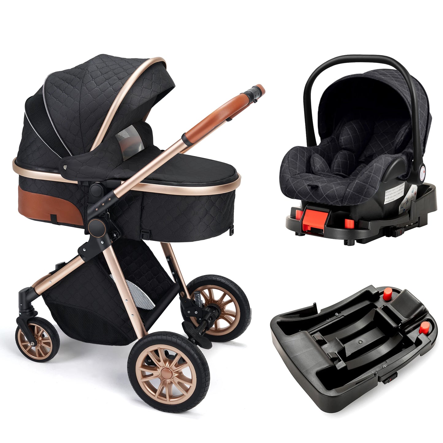 3-in-1 High Landscape Baby Stroller With Reversible Seat