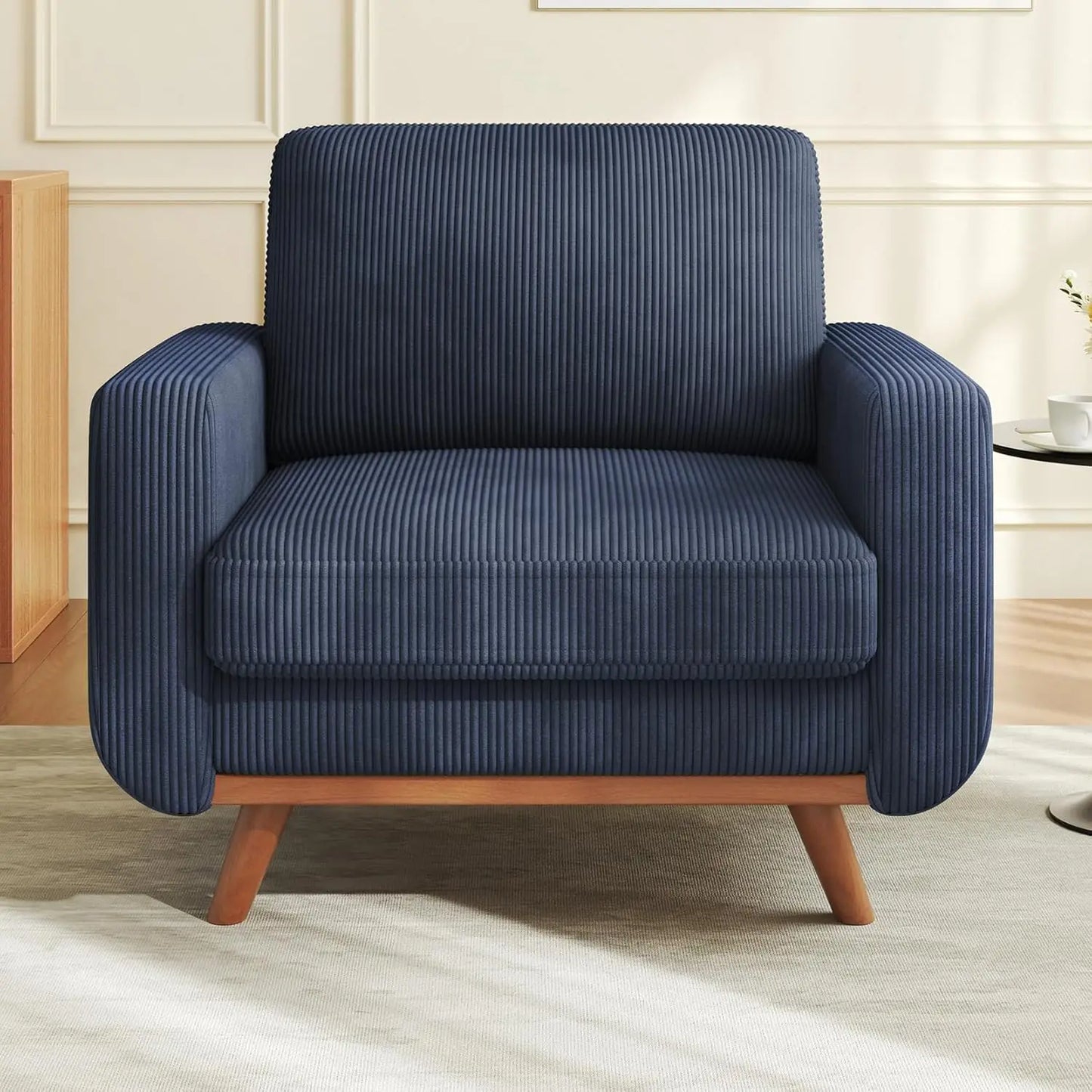 3-Seat Corduroy L-Shape Modular Sofa with Movable Ottoman,