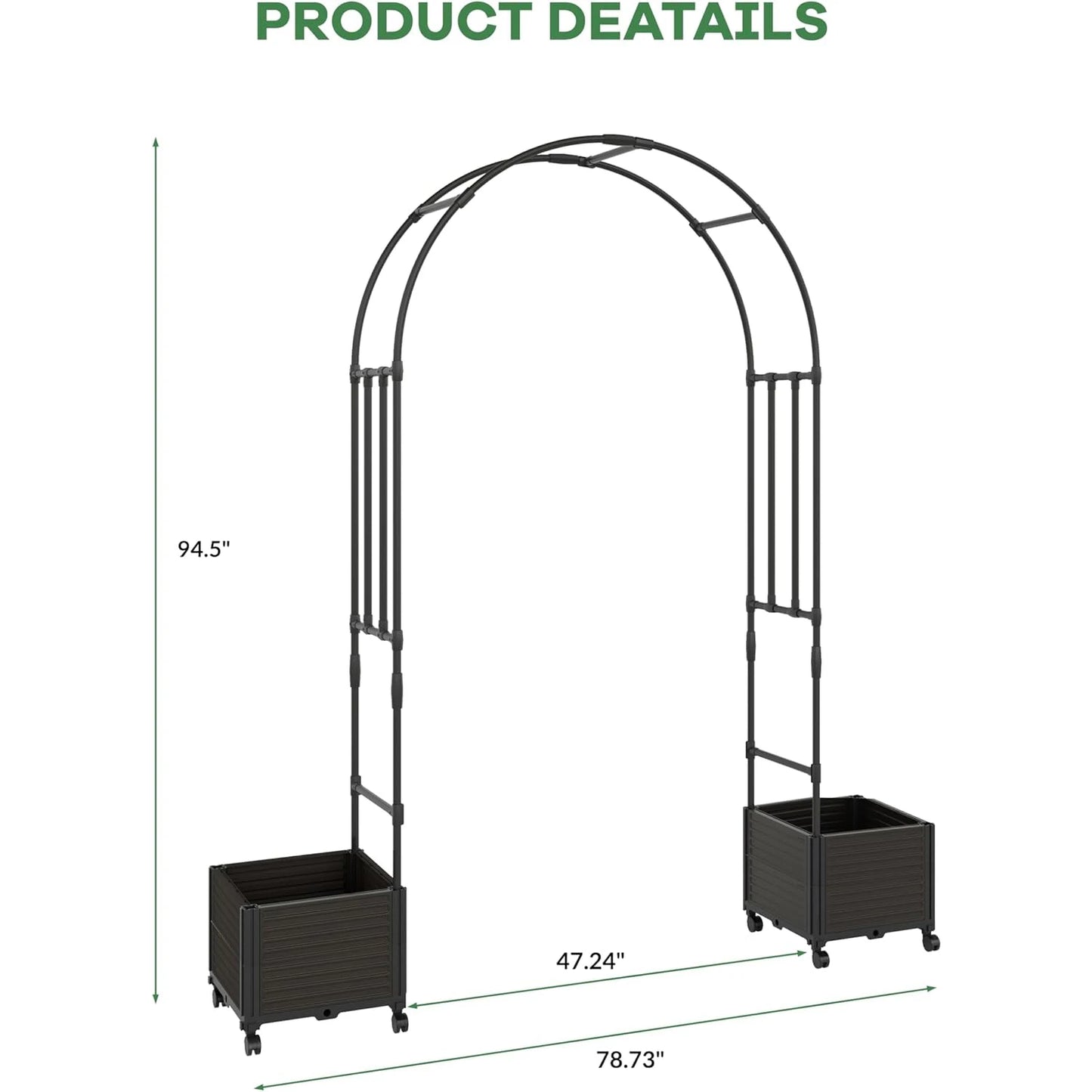 Raised Garden Bed w/Trellis Arch  & Wide Raised Planter Box