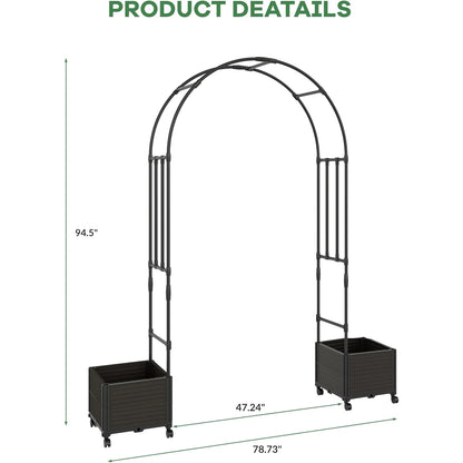 Raised Garden Bed w/Trellis Arch  & Wide Raised Planter Box