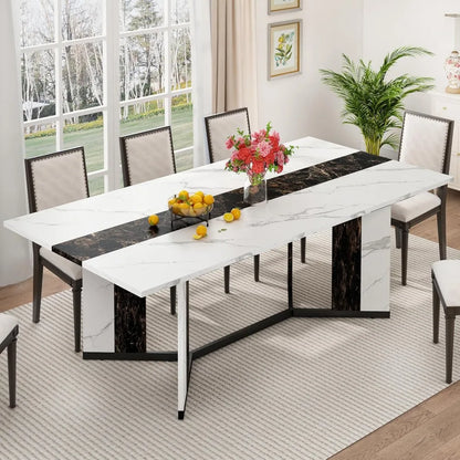 Modern Rectangular Dining Table W/Waterproof Wood Tabletop