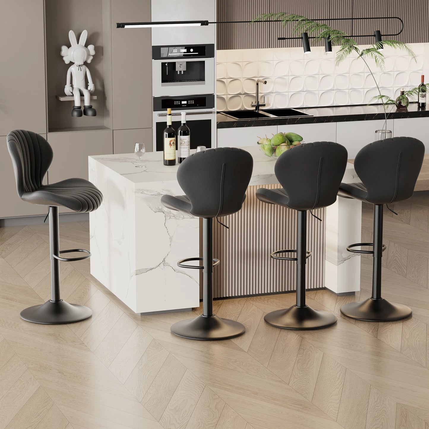 2 Piece Luxury Backrest Bar Stools