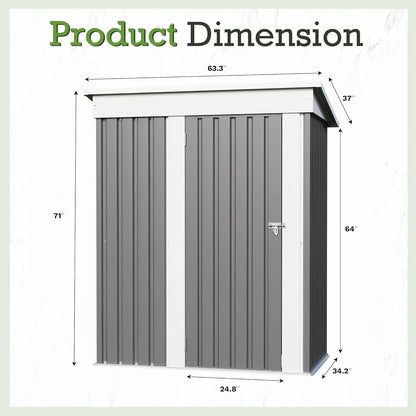 5x3 FT Metal Storage Shed w/Single Lockable Door