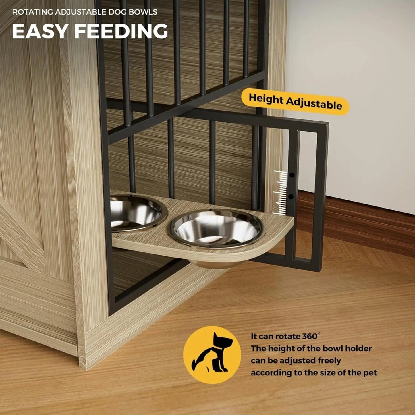 63" Wooden Large Breed Dog Kennel with Sliding Doors