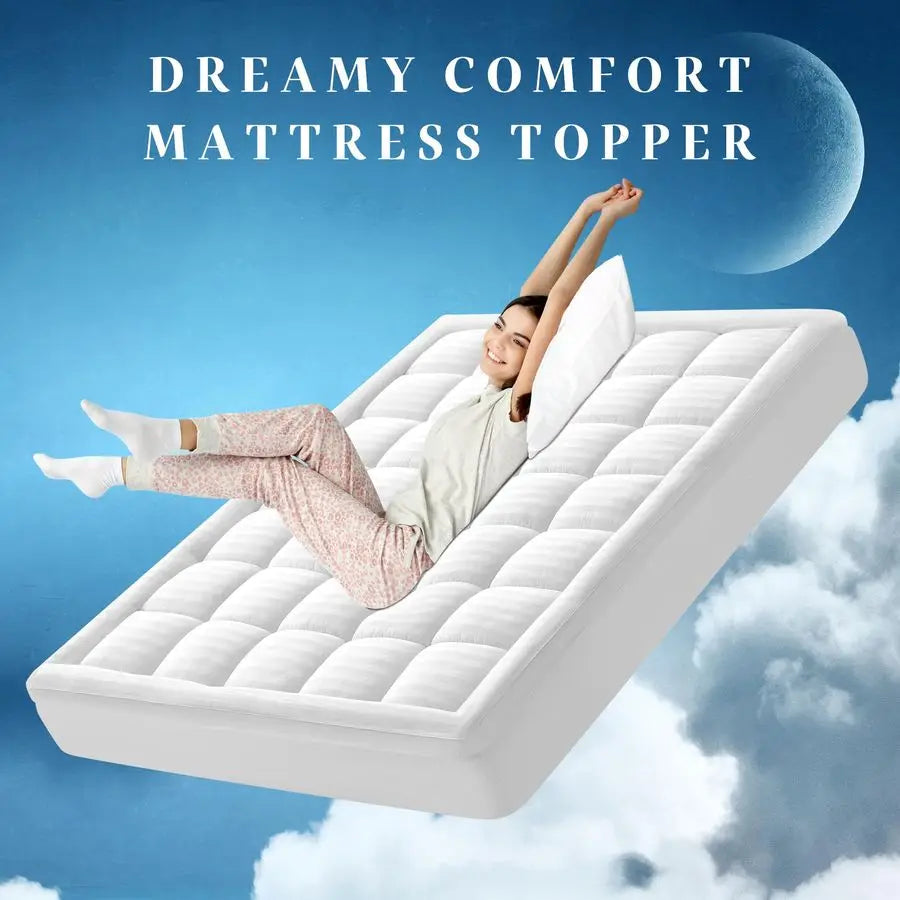 Deep Pocket Thick Mattress Pad with Breathable Cotton Cover