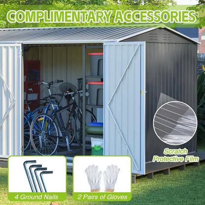 XL Heavy-Duty Steel Storage Shed w/Window & Hinged Door