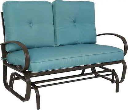 Cozy Rocking Glider Loveseat, Sturdy Frame & Cushioned Seats
