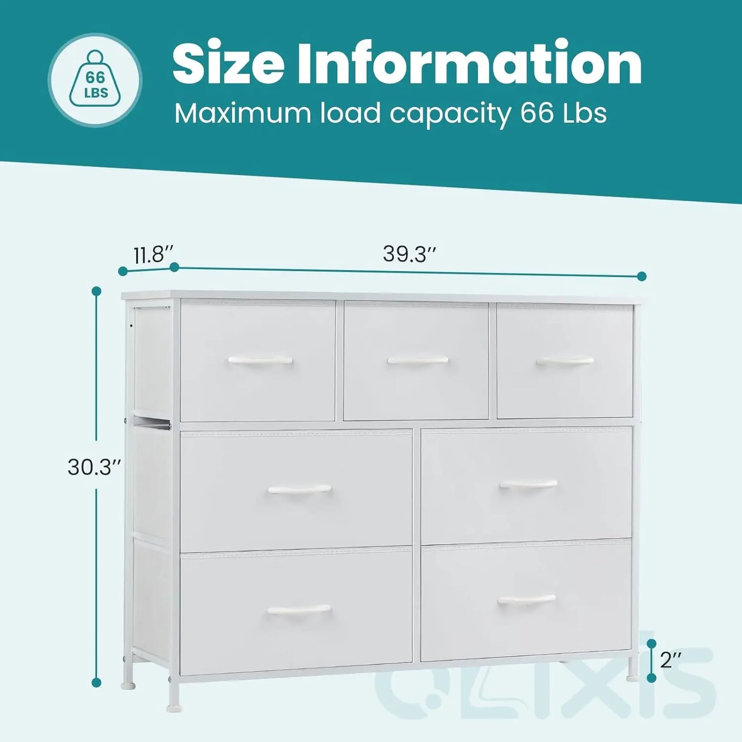 7 Drawer Dresser with Metal Frame and Wooden Top