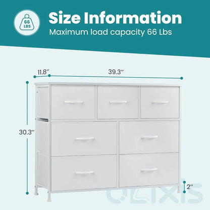 7 Drawer Dresser with Metal Frame and Wooden Top