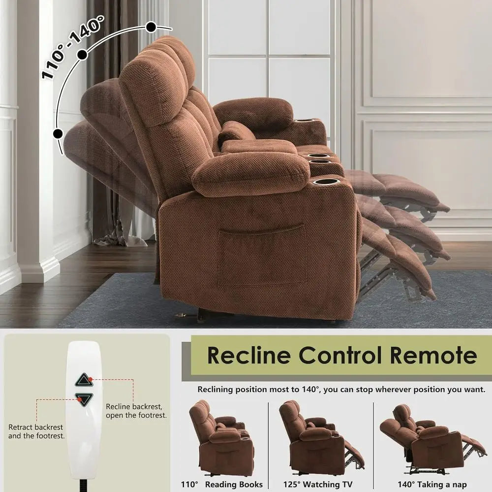 Electric Wall-Hugging Reclining Loveseat w/Ottoman, Heat and Massage,