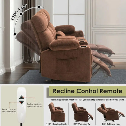 Electric Wall-Hugging Reclining Loveseat w/Ottoman, Heat and Massage,
