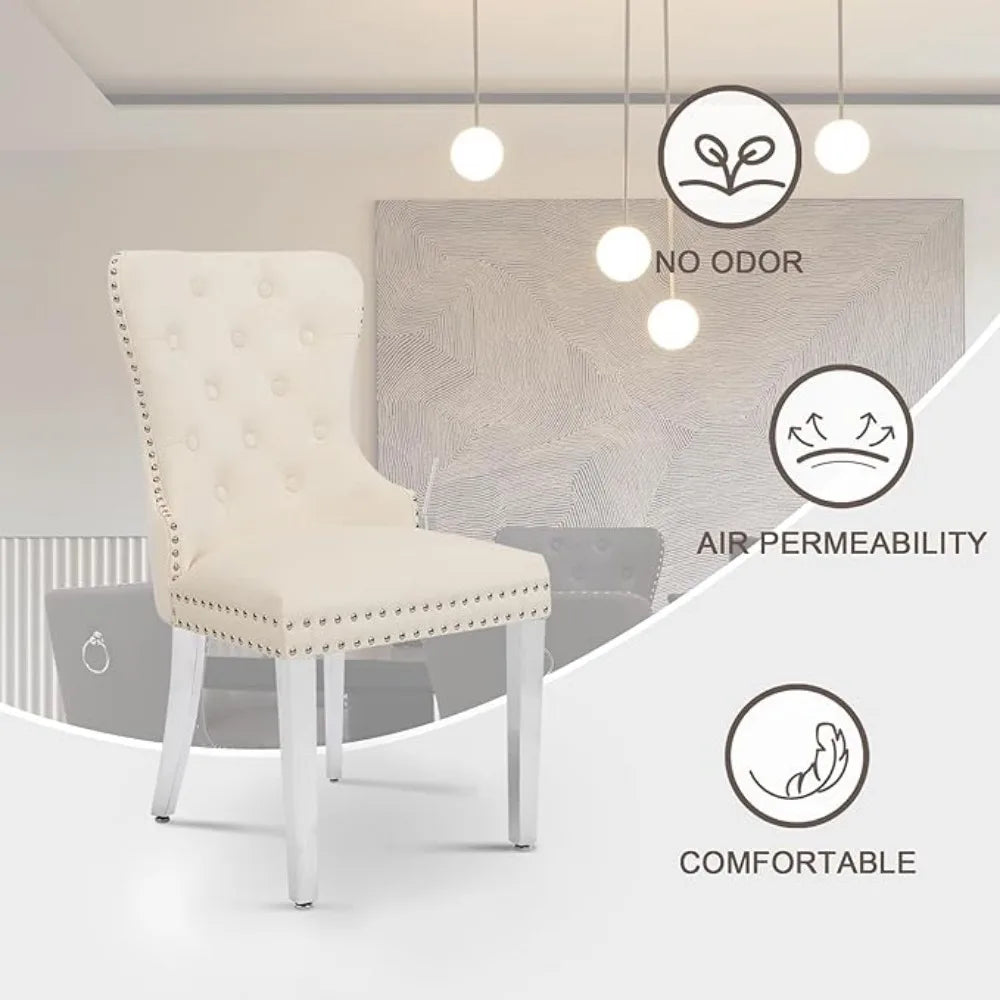 Velvet Tufted Upholstered Dining Room Chair with Stainless Steel Legs