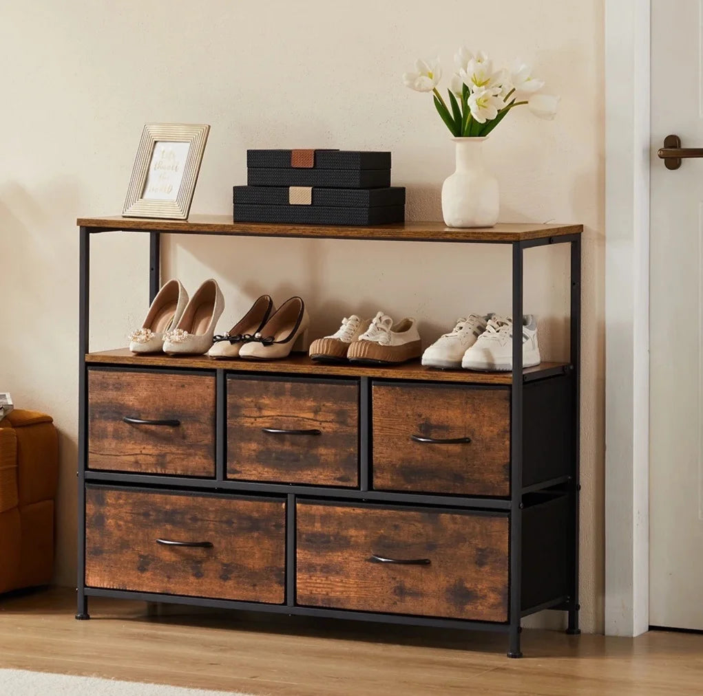 Multilayer Shoe Rack Dresser With 5 Drawers