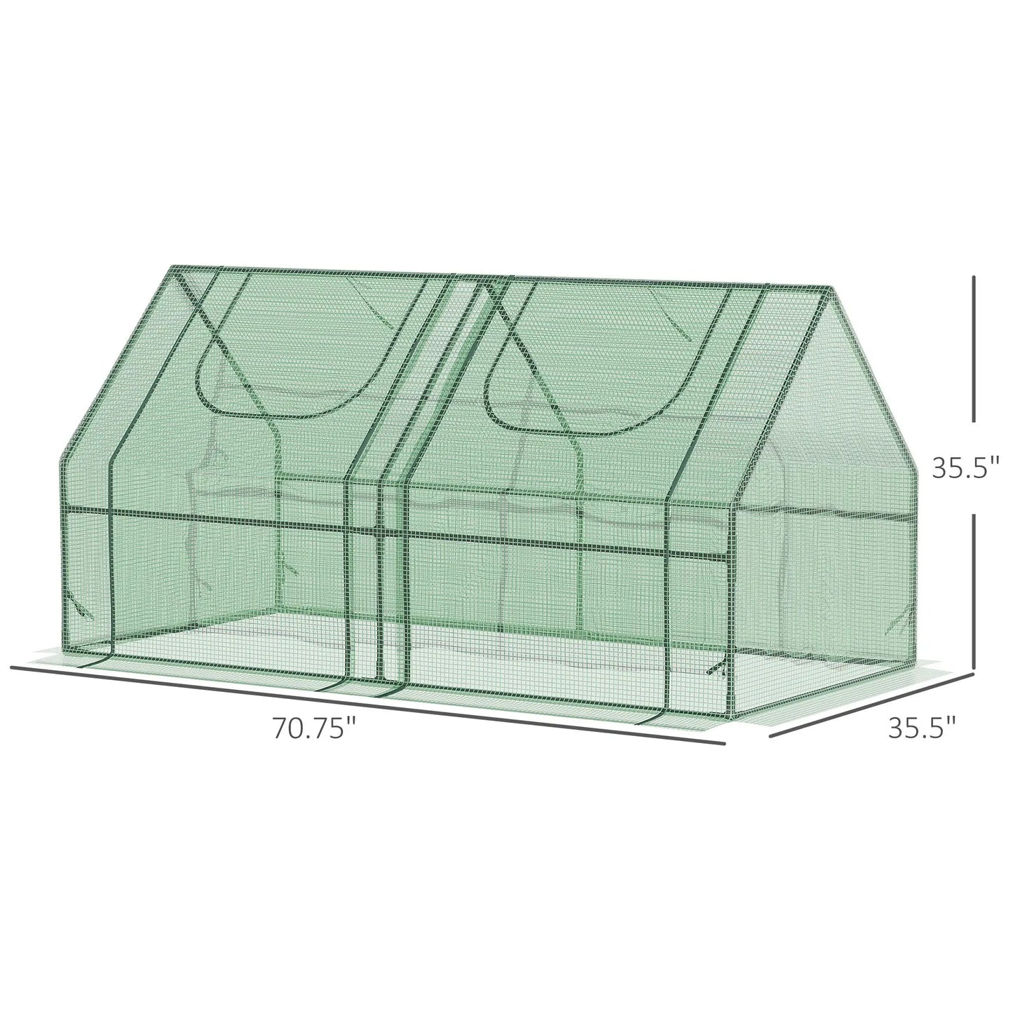 6' X 3' X 3' Portable Garden Greenhouse W/ Pe Mesh Cover & Windows, Green