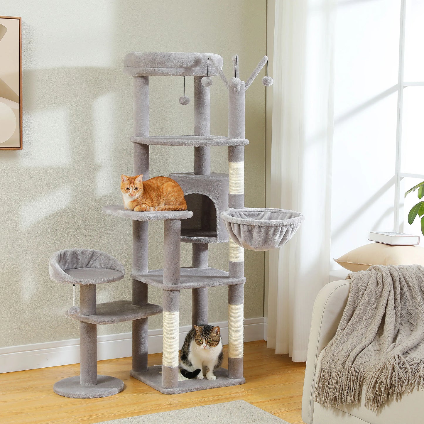 Multi-Level Cat Tree With Scratching Post and Hammock
