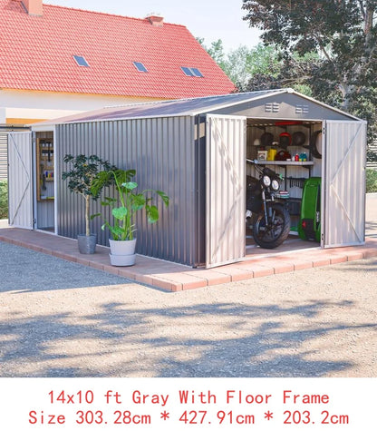 XL Heavy-Duty Steel Storage Shed w/Window & Hinged Door