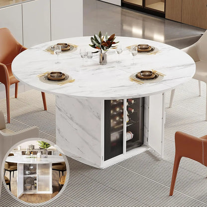 Black Round Dining Table with Storage Space