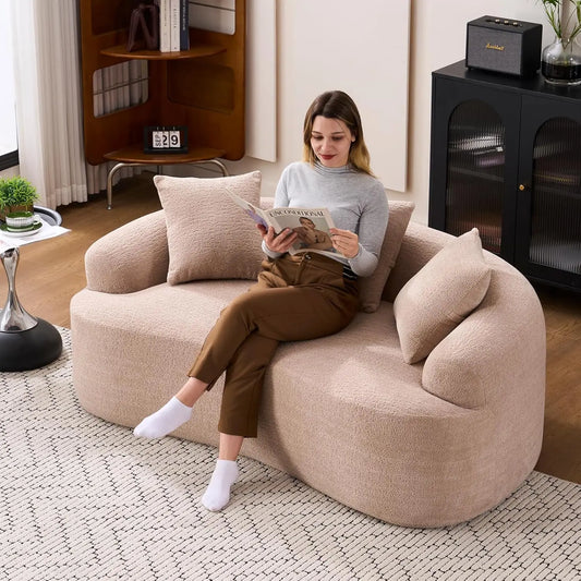 Chenille Small Curved Loveseat