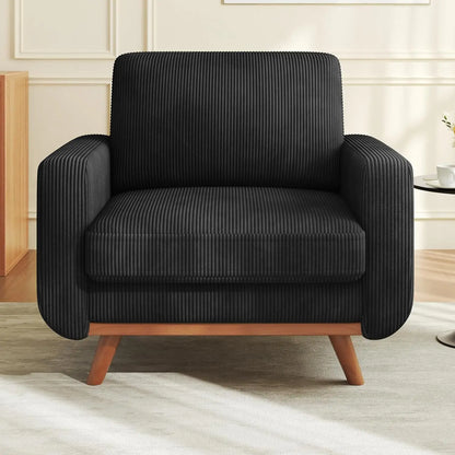 3-Seat Corduroy L-Shape Modular Sofa with Movable Ottoman,